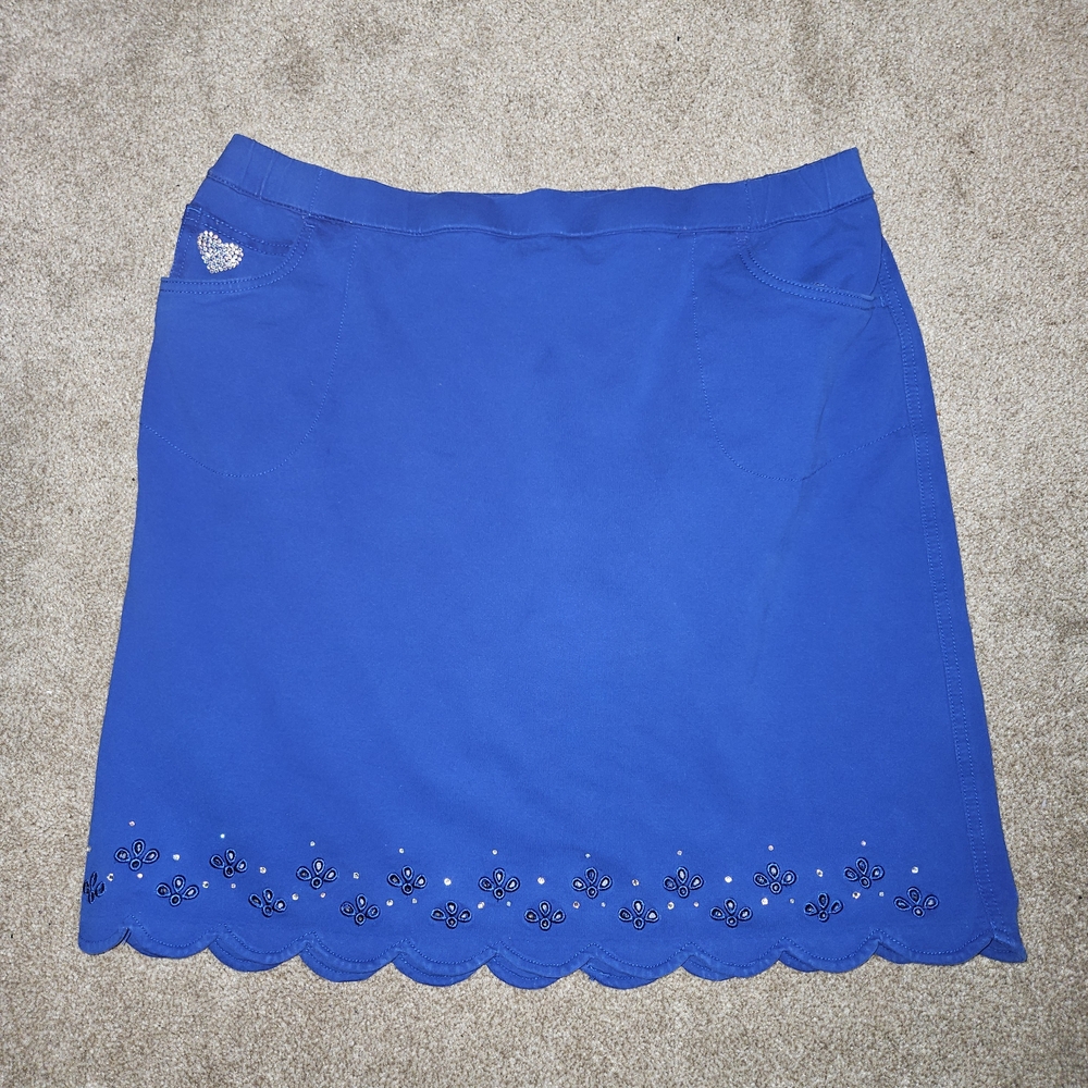 Quacker Factory Royal Blue Mini Skort with Embroidery